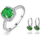 Green Crystal Ring And Earrings Set