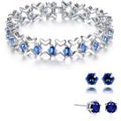 Sapphire Bracelet And Earrings Set - Blue