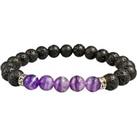Unisex Chakra Purple Bead Bracelet - Black