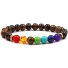 Unisex Chakra Colourful Bead Bracelet - Brown