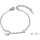Solitaire Heart Bracelet And Earring Set - Silver