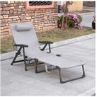 Outsunny Folding 7-Position Lounge Chair - W/ Cup Holder! - Grey