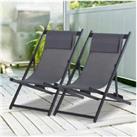 Outsunny 2 Set Folding Deck Chairs - Red