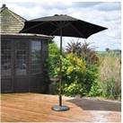 2.4M Wooden Black Parasol Pulley System