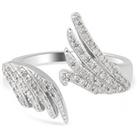 Platinum Natural Diamond Angel Wings Ring - Silver