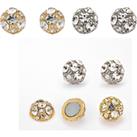 Magnetic Round Stud Clip On Earrings - Silver