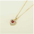 Gold Red Crystal Love Heart Necklace