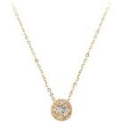 Gold Round Halo Crystal Necklace - Silver
