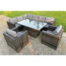 8-Seater Garden Rattan Dining Set - Fire Pit Or Lifting Table