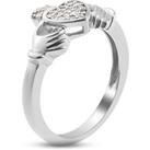 Natural Diamond Claddagh Open Heart Ring - White Gold