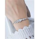 Silver Four-Leaf Heart Crystal Bracelet
