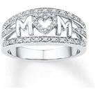 Mom Crystal Band Silver Ring 4 Sizes