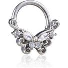Butterfly Crystal Gemstone Nose Clip - Silver