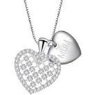 Heart Pendant With Mum Tag Necklace - Silver