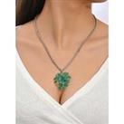 Stainless Steel Green Leaf Keel Necklace