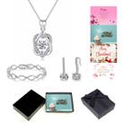 Necklace Earrings And Bracelet Set + Box - Silver