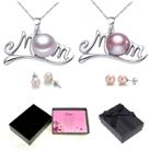 2Pcs Set Necklace And Earrings + Box - Purple