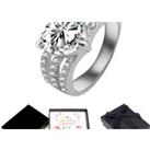 Clear Crystal Heart Rings+Message Box - Silver