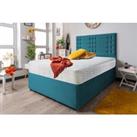 Modern Teal Velvet Divan Bed - 6 Sizes & Storage Options!