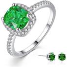 Green Crystal Ring And Earrings Set