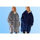 Oversized Blanket Hoodie With Front Zipper - Grey Or Navy Blue!