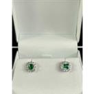Square Cut Green Emerald Stud Earrings