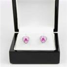 Pink Tourmaline Heart Cut Stud Earrings - White Gold