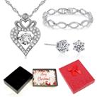 Necklace, Bangle & Earrings+Xmas Box - Silver