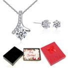 Necklace And Earring Silver Set-Xmas Box
