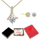 Gold Necklace And Earrings Set-Xmas Box - Silver