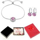 Pink Bracelet And Earrings Set-Xmas Box
