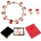 Santa Bracelet & Earrings Set - Xmas Box - Silver