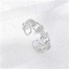 U Linked Crystal Silver Tone Open Ring