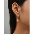 Pearl Drop Hook Crystals Gold Earrings - Silver