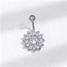 Sunflower Crystal Silver Belly Ring