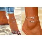 Initial Anklet With Infinity And Heart Symbols - Choose From A To Z! - Silver