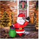Homcom Inflatable Blow Up Christmas Santa Claus 120Cm Led