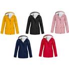 Women'S Fleece Hooded Raincoat - 5 Colour Options - Black