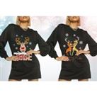 Women'S Oversized Christmas Sweatshirt - 5 Design Options - Black