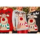 Women'S Reindeer Christmas Jumper - Choose From 3 Colours - Black