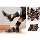 Men'S Plaid Thick Wool Socks - Choose From 1 Or 5 Pairs - Black