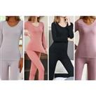 2 Pieces Womens Thermal Underwear Set - Pick From 5 Colours - Black