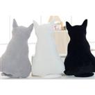 Plush Cat-Shaped Pillow - Grey, White Or Black