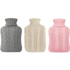2L Hot Water Bottle With Knitted Cover - Grey