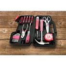 39-Piece Pink Tool Kit Set - Hard Case Included - Grey