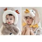2 In 1 Cute Fleece Kid'S Scarf Hat - 2 Styles And 5 Colours! - Khaki