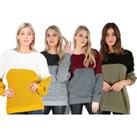 Women'S Darci Colour Block Knitted Jumper - 6 Colours - Black