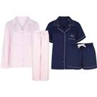 Women'S Personalised Satin Pyjamas, Scrunchie & Eye Mask Set - Pink