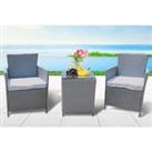 Rattan Bistro Table And 2 Chairs Set - 2 Colours! - Grey