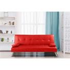 Merlot Faux Leather Sofa Bed - Red